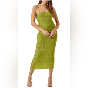 Workshop Republic Vibrant olive agave avocado Green Midi Dress size L